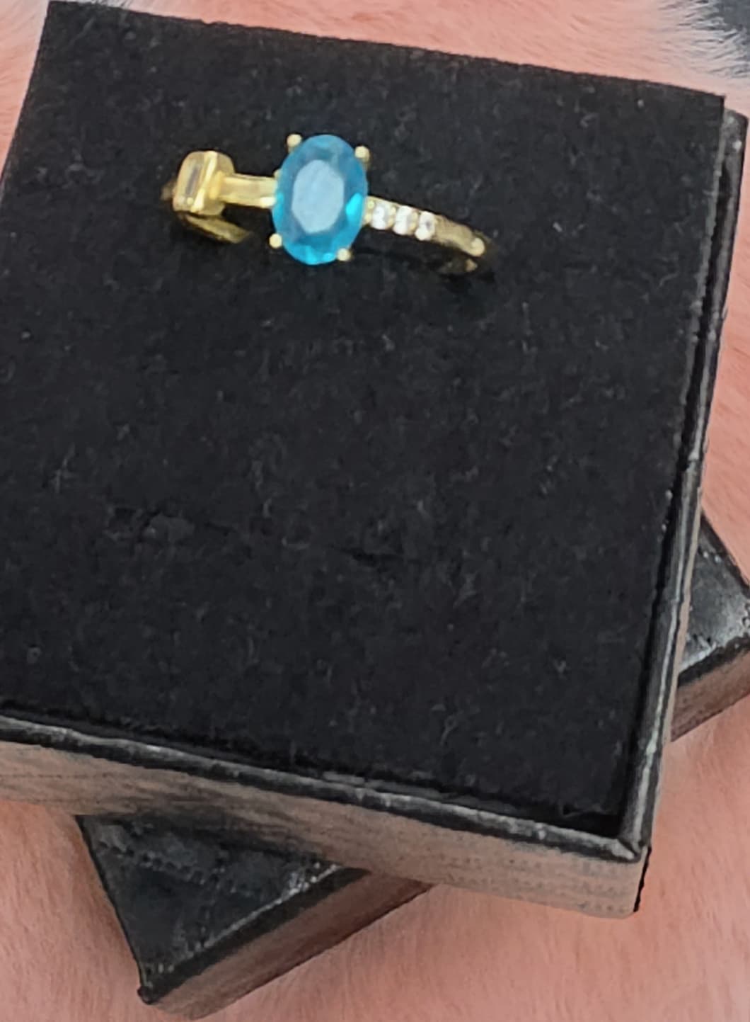 Natural Blue Opal Oval Statement Ring — Gold-Plated Sterling Silver | Kumara Shines