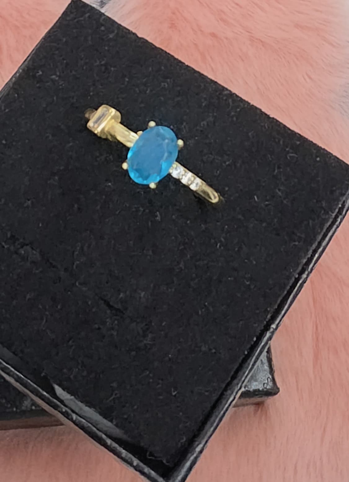 Natural Blue Opal Oval Statement Ring — Gold-Plated Sterling Silver | Kumara Shines