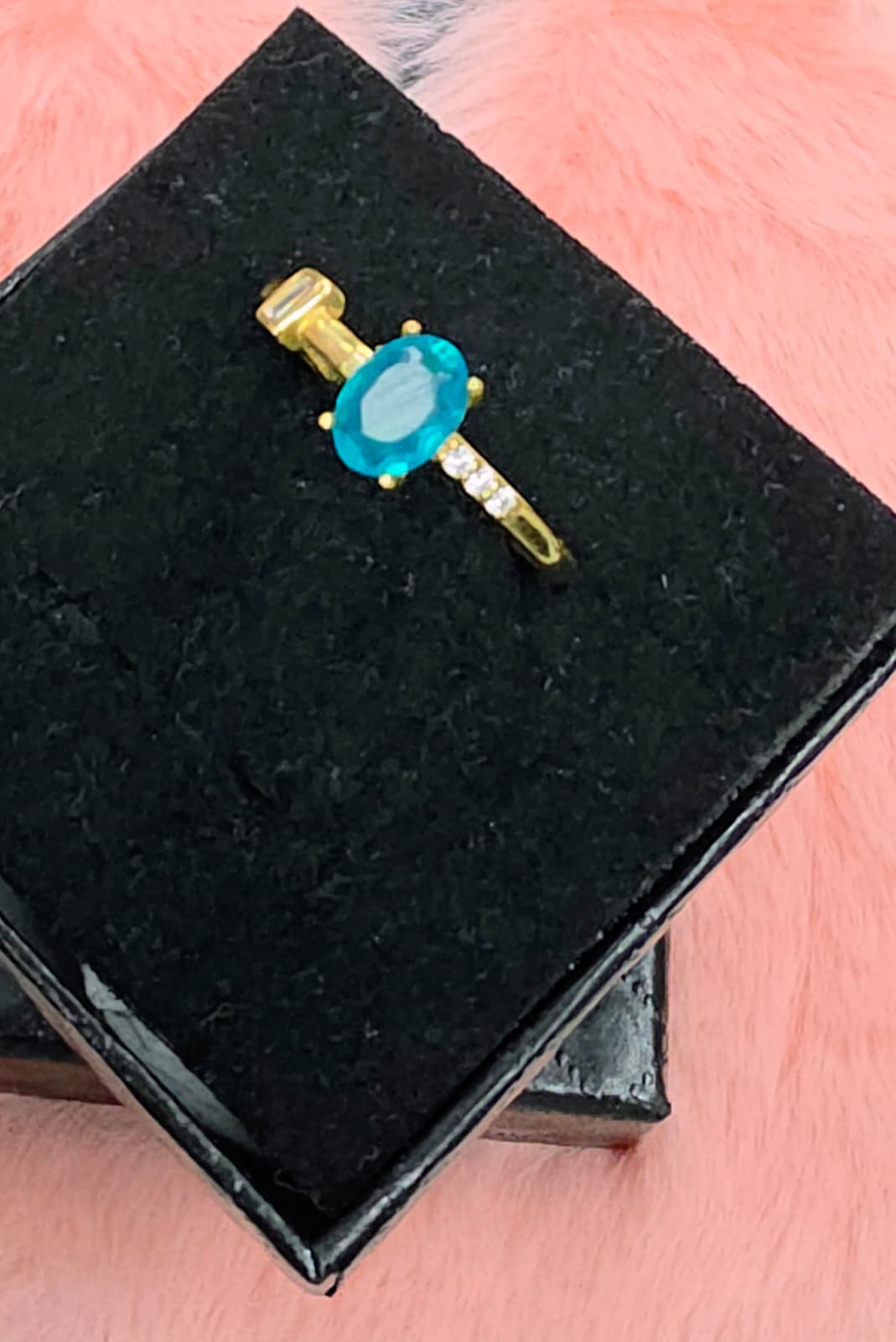 Natural Blue Opal Oval Statement Ring — Gold-Plated Sterling Silver | Kumara Shines