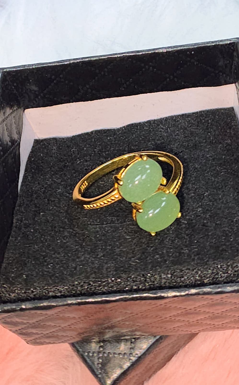 Natural Green Aventurine Twin Oval Adjustable Ring – Gold-Plated Sterling Silver | Kumara Shines