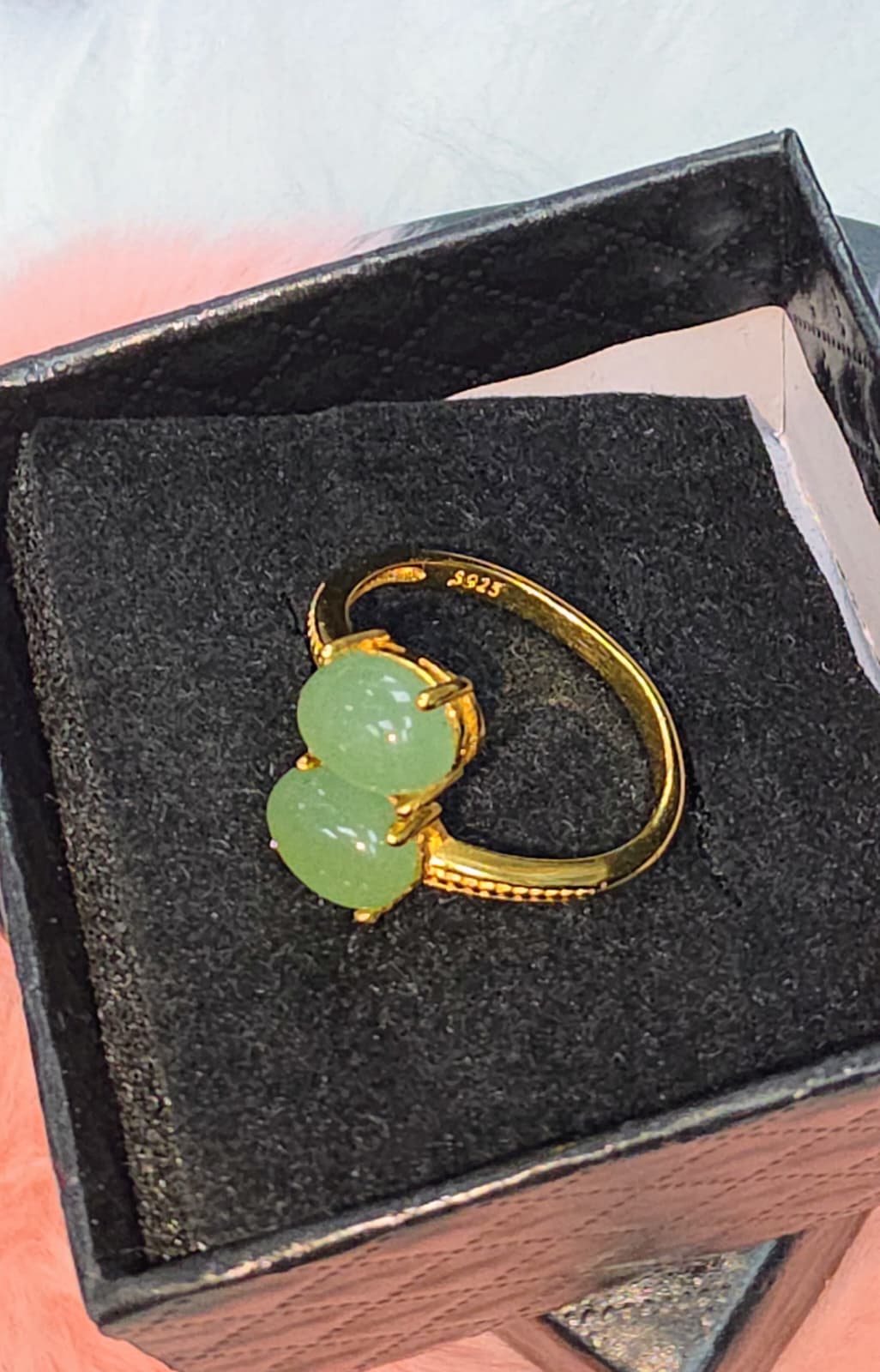 Natural Green Aventurine Twin Oval Adjustable Ring – Gold-Plated Sterling Silver | Kumara Shines