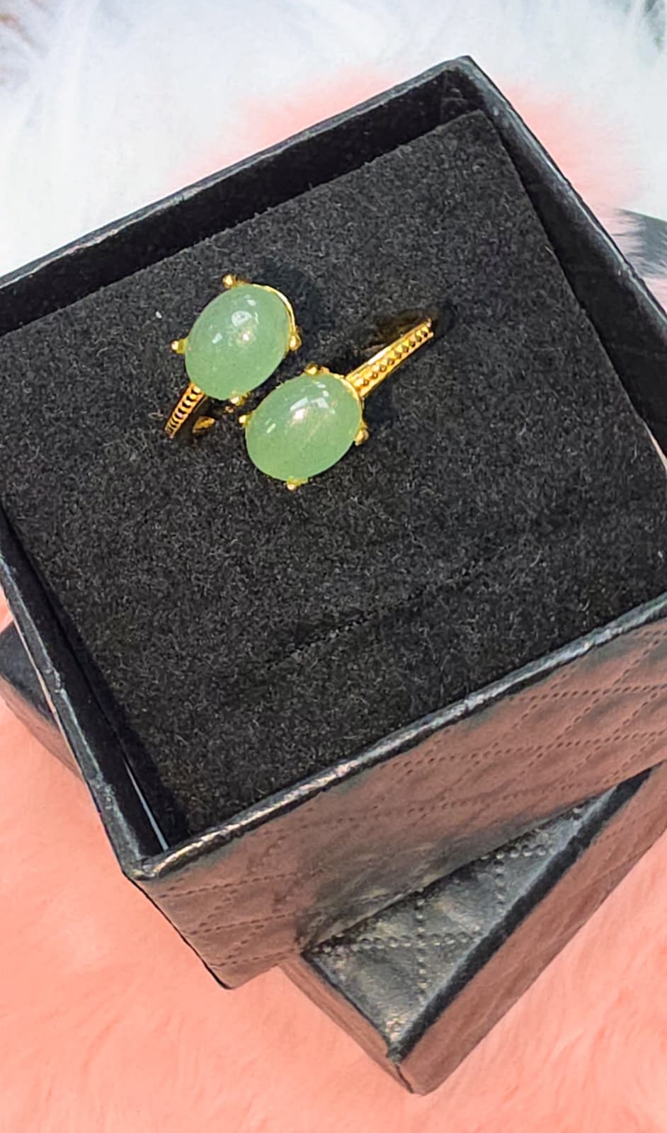 Natural Green Aventurine Twin Oval Adjustable Ring – Gold-Plated Sterling Silver | Kumara Shines