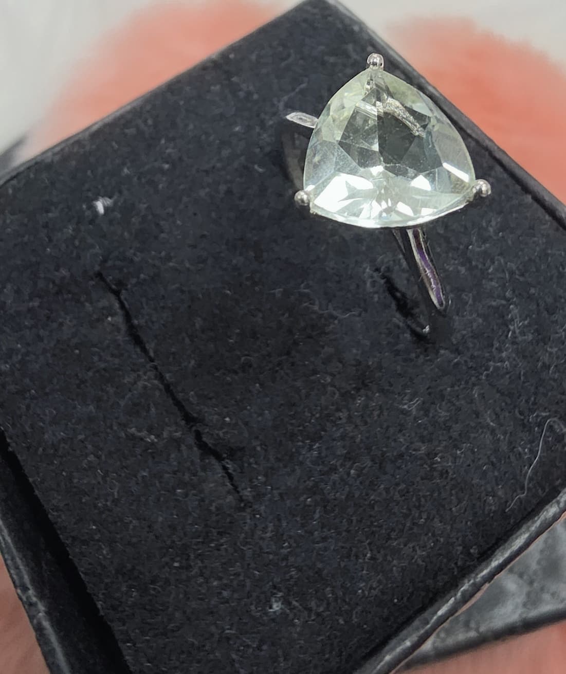 Natural Green Quartz Trillion-Cut Solitaire Ring — 925 Sterling Silver | Kumara Shines