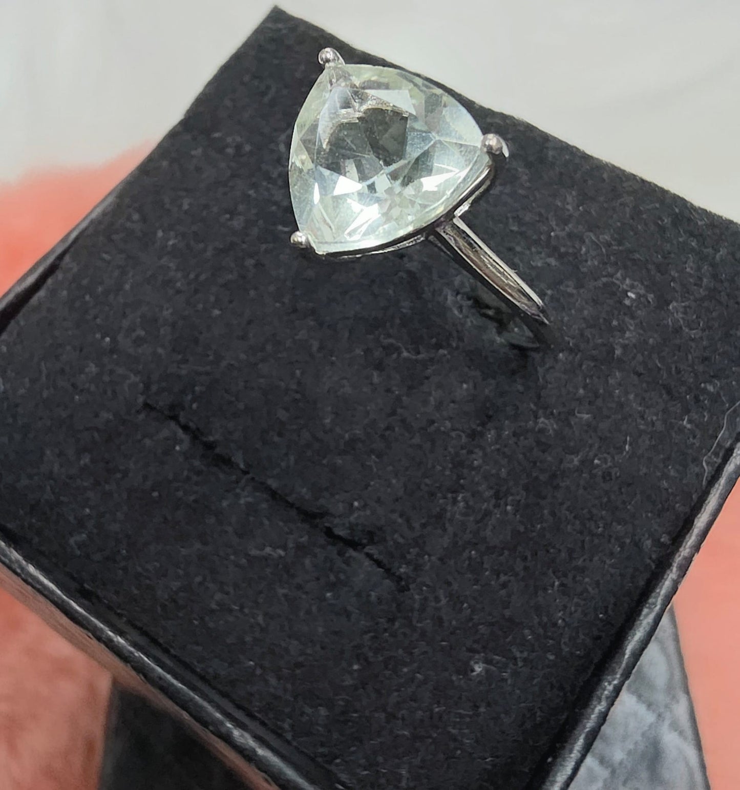 Natural Green Quartz Trillion-Cut Solitaire Ring — 925 Sterling Silver | Kumara Shines