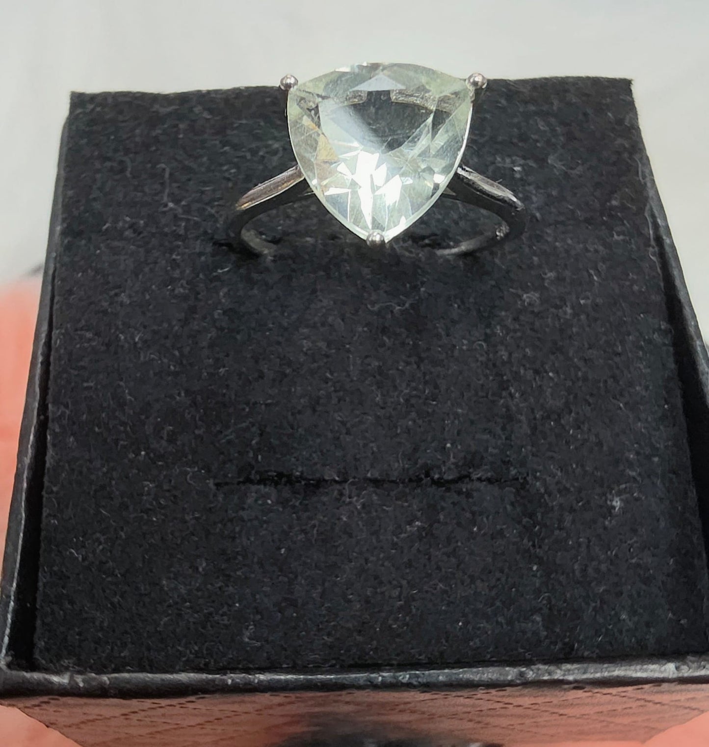 Natural Green Quartz Trillion-Cut Solitaire Ring — 925 Sterling Silver | Kumara Shines