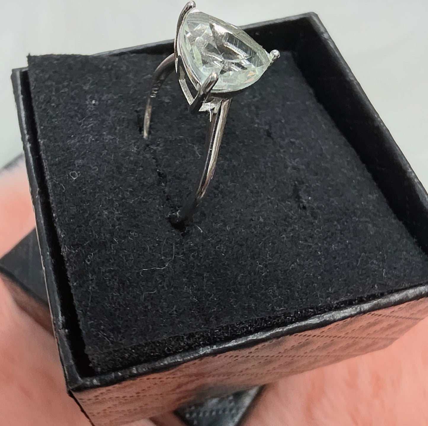 Natural Green Quartz Trillion-Cut Solitaire Ring — 925 Sterling Silver | Kumara Shines