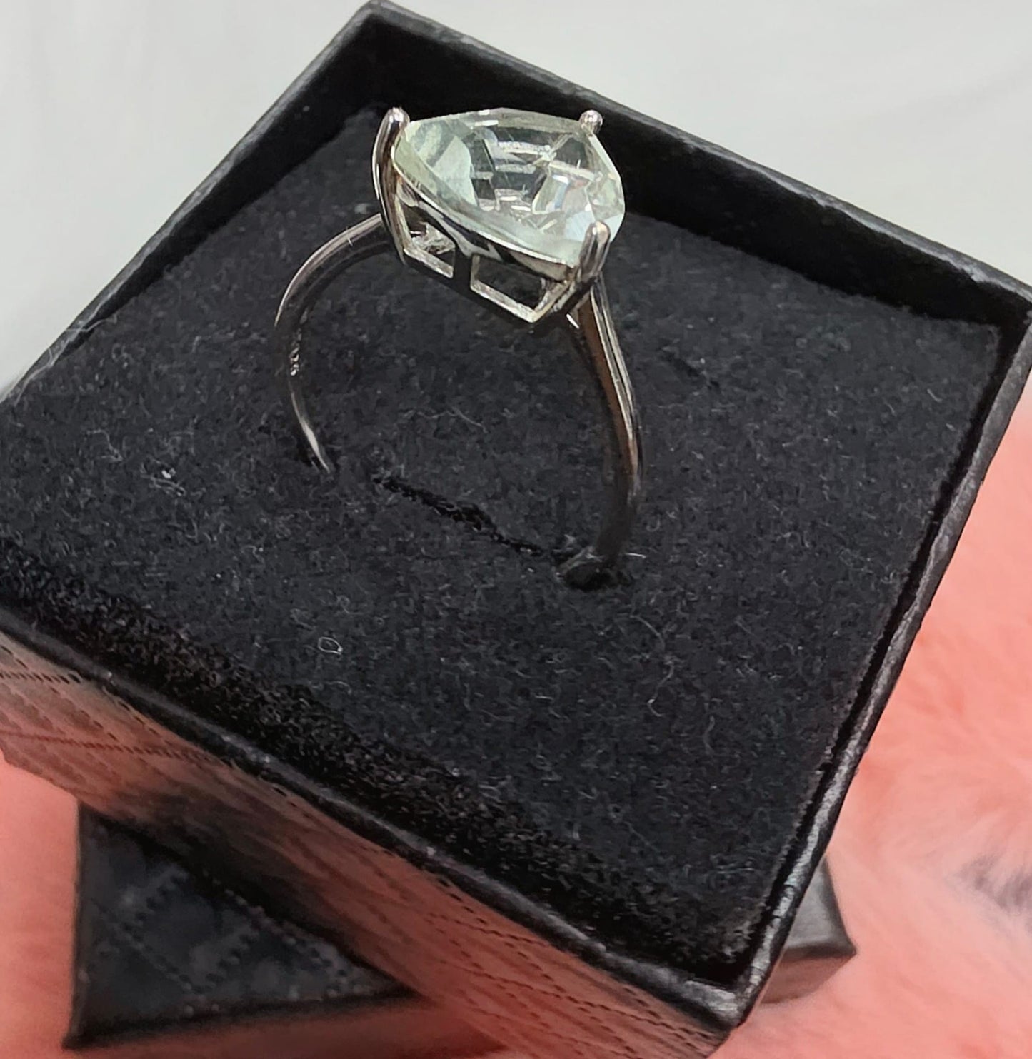 Natural Green Quartz Trillion-Cut Solitaire Ring — 925 Sterling Silver | Kumara Shines