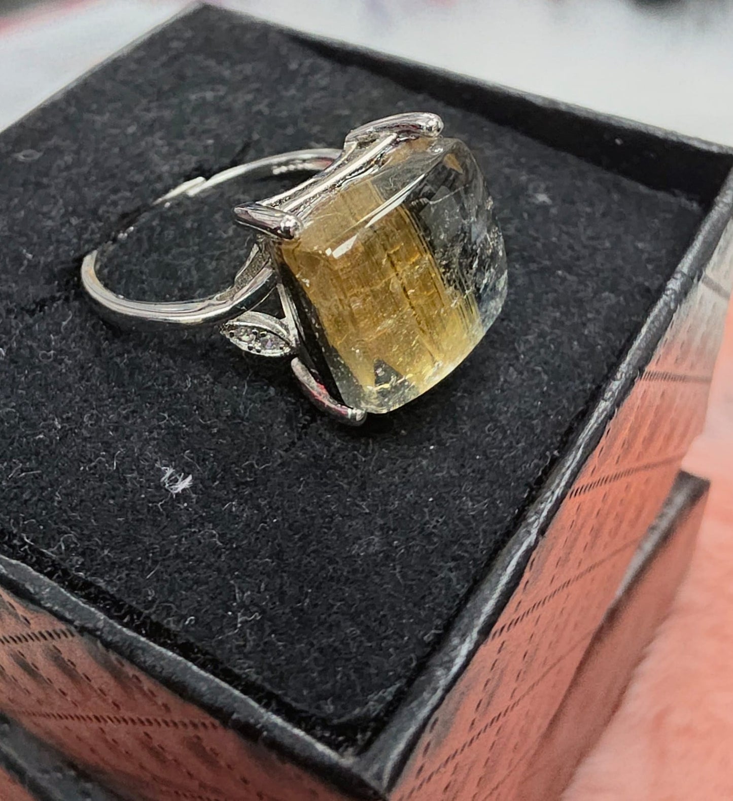 Natural Mica Free-Form Square Statement Ring — Sterling Silver | Kumara Shines