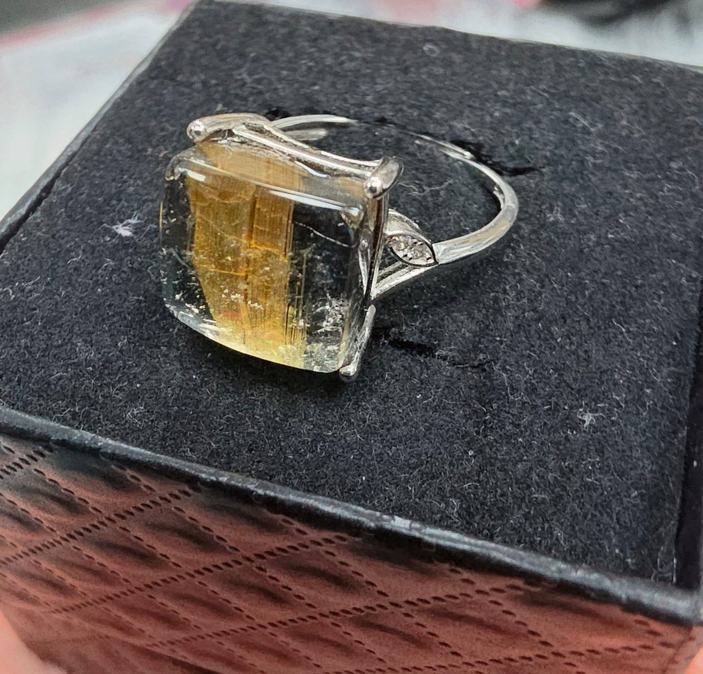 Natural Mica Free-Form Square Statement Ring — Sterling Silver | Kumara Shines