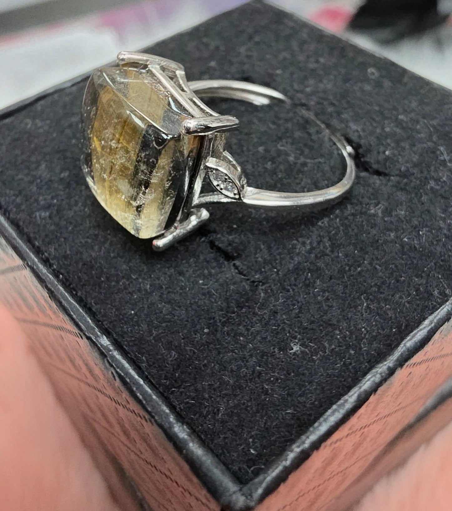 Natural Mica Free-Form Square Statement Ring — Sterling Silver | Kumara Shines