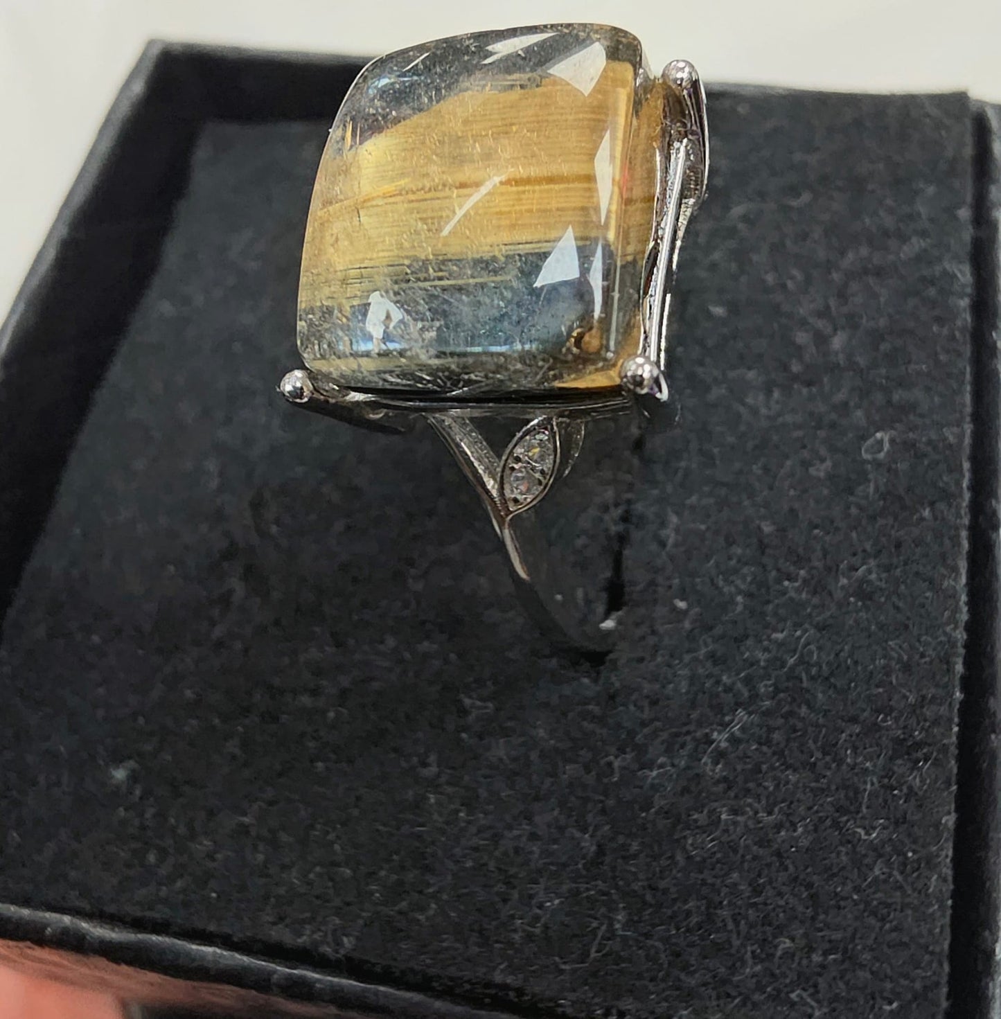 Natural Mica Free-Form Square Statement Ring — Sterling Silver | Kumara Shines