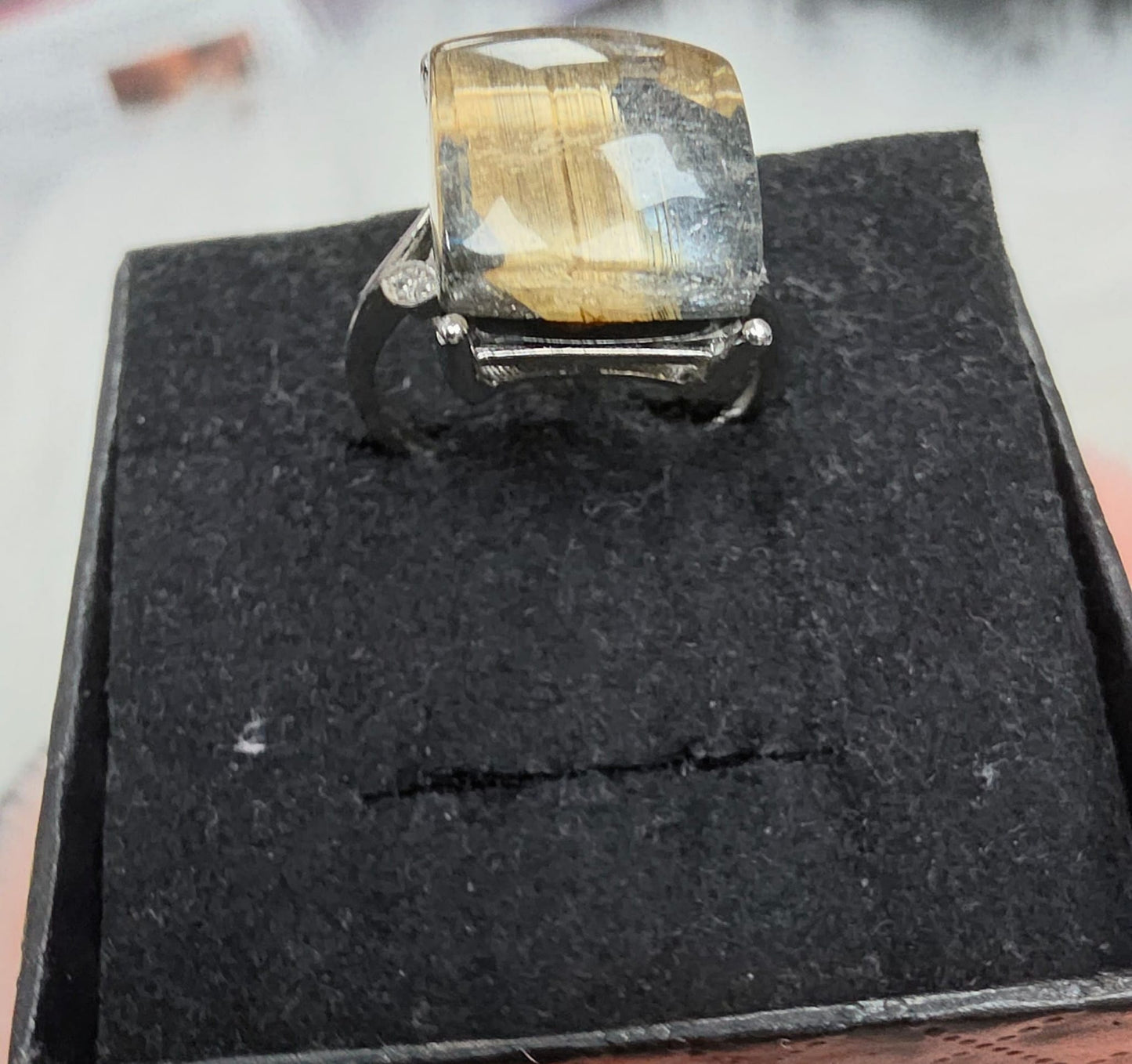 Natural Mica Free-Form Square Statement Ring — Sterling Silver | Kumara Shines