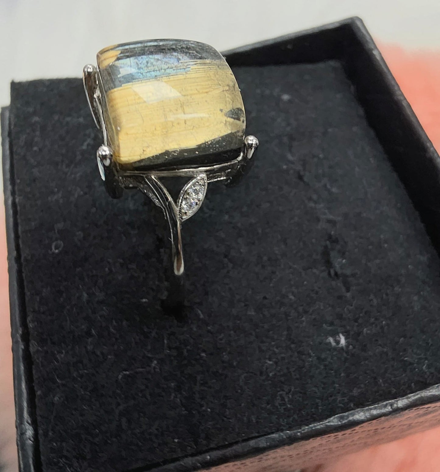 Natural Mica Free-Form Square Statement Ring — Sterling Silver | Kumara Shines