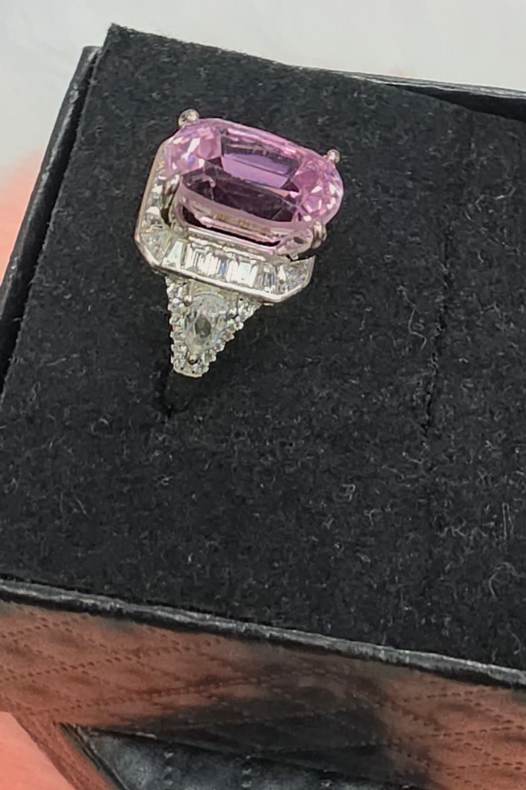 Natural Morganite Elongated Cushion-Cut Halo Statement Ring — Sterling Silver | Kumara Shines
