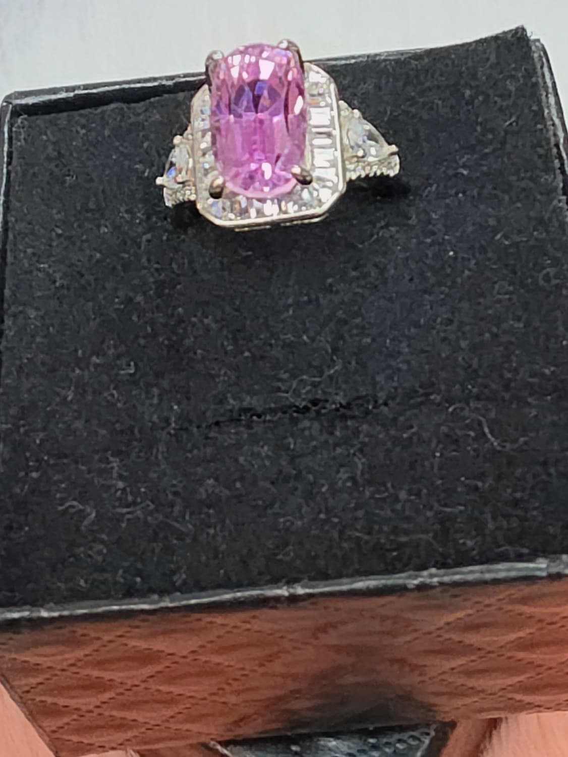 Natural Morganite Elongated Cushion-Cut Halo Statement Ring — Sterling Silver | Kumara Shines