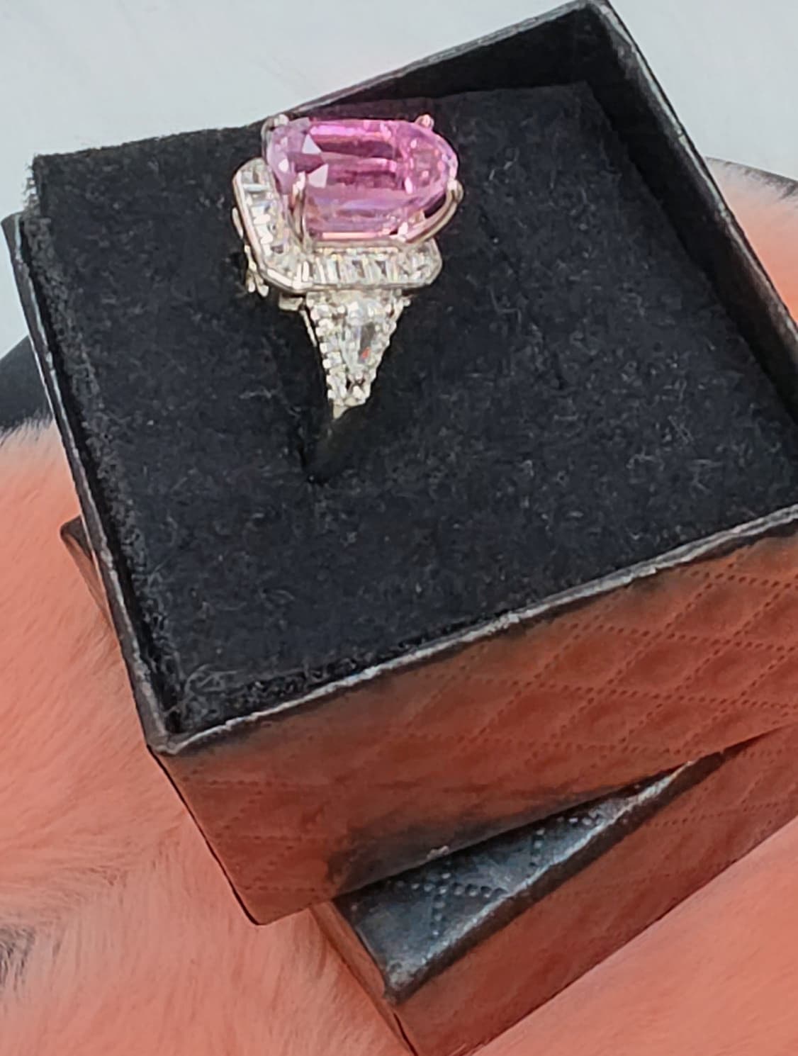 Natural Morganite Elongated Cushion-Cut Halo Statement Ring — Sterling Silver | Kumara Shines