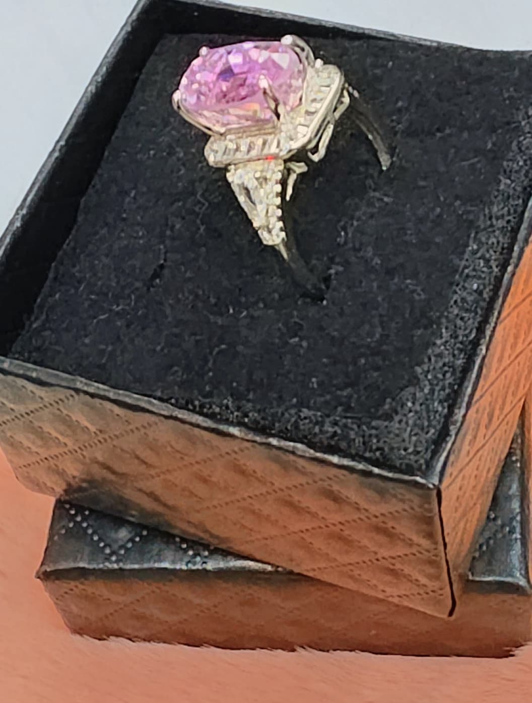 Natural Morganite Elongated Cushion-Cut Halo Statement Ring — Sterling Silver | Kumara Shines