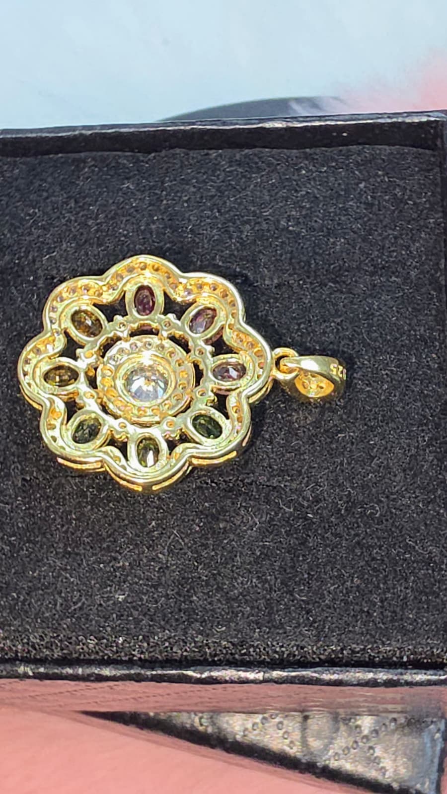 Natural Multi-Colour Tourmaline Floral Pendant Gold-Plated 925 Sterling Silver | Kumara Shines