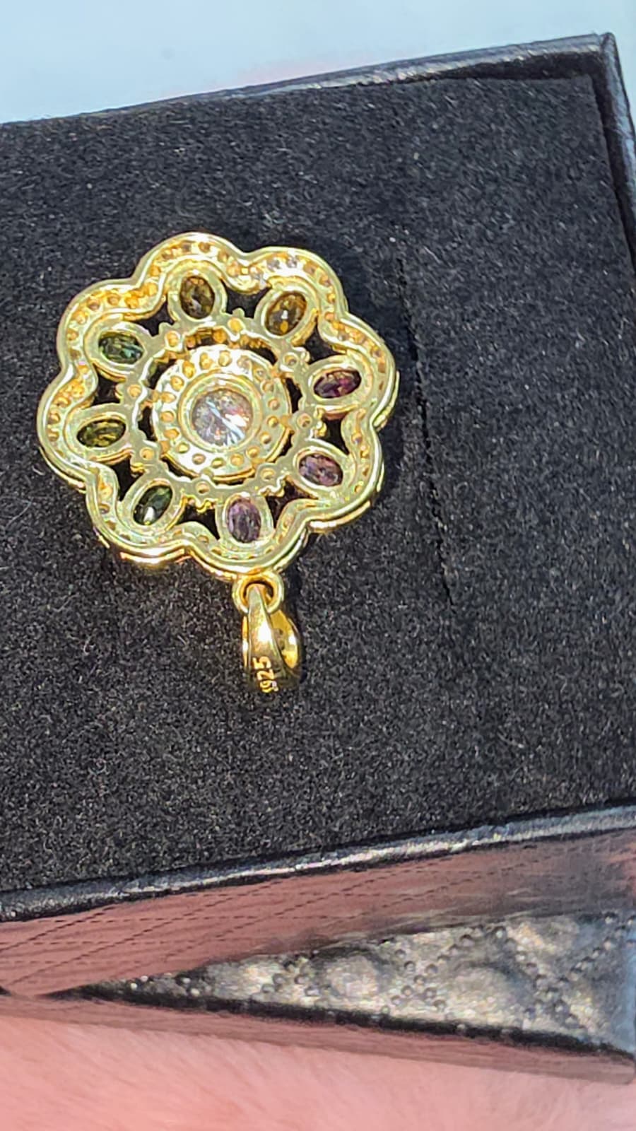 Natural Multi-Colour Tourmaline Floral Pendant Gold-Plated 925 Sterling Silver | Kumara Shines