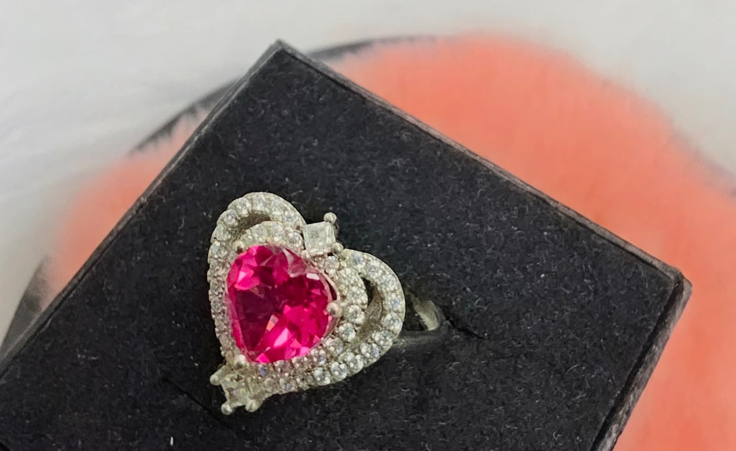 Natural Pink Topaz Heart Halo Ring — Sterling Silver | Kumara Shines