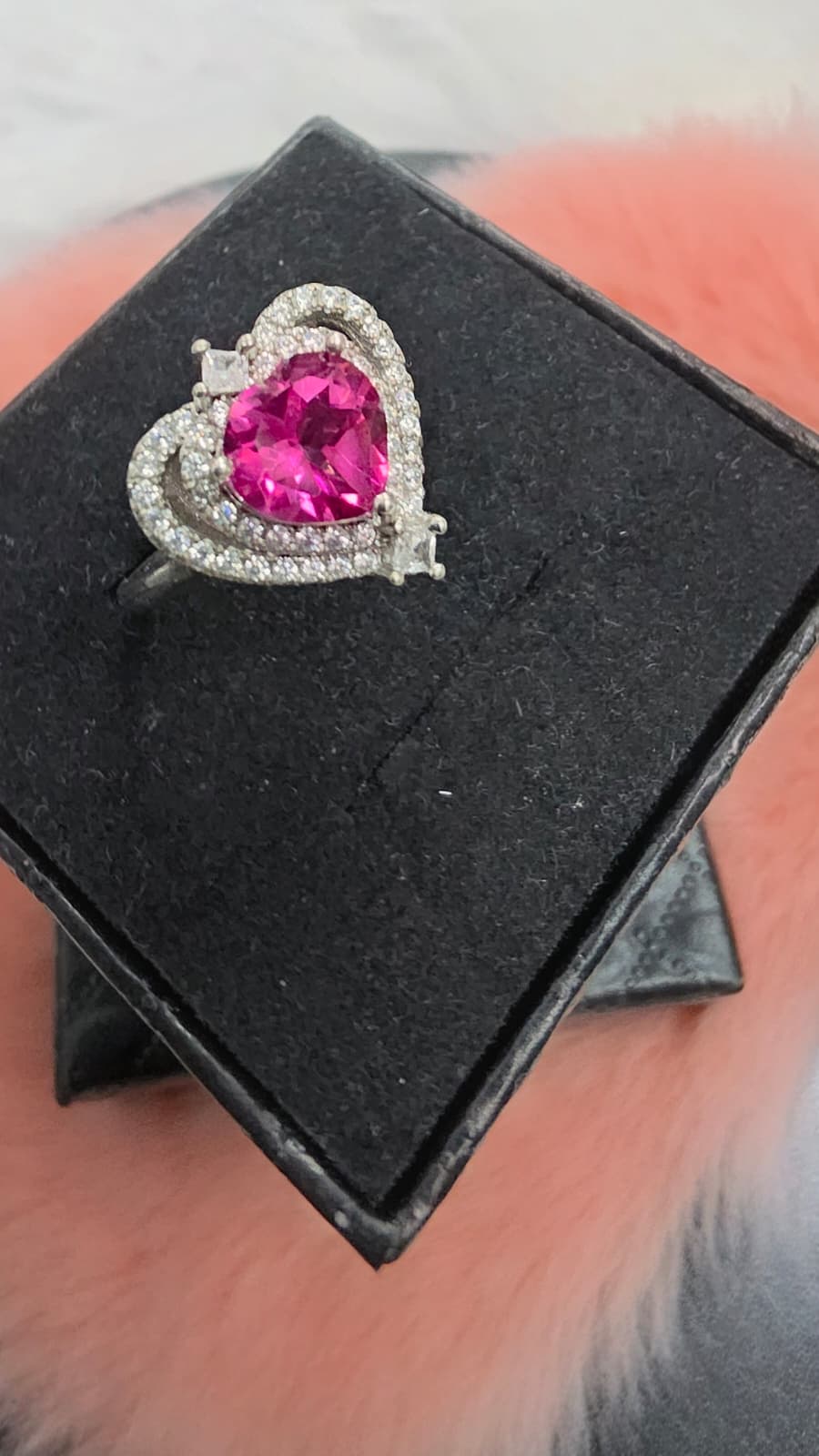 Natural Pink Topaz Heart Halo Ring — Sterling Silver | Kumara Shines