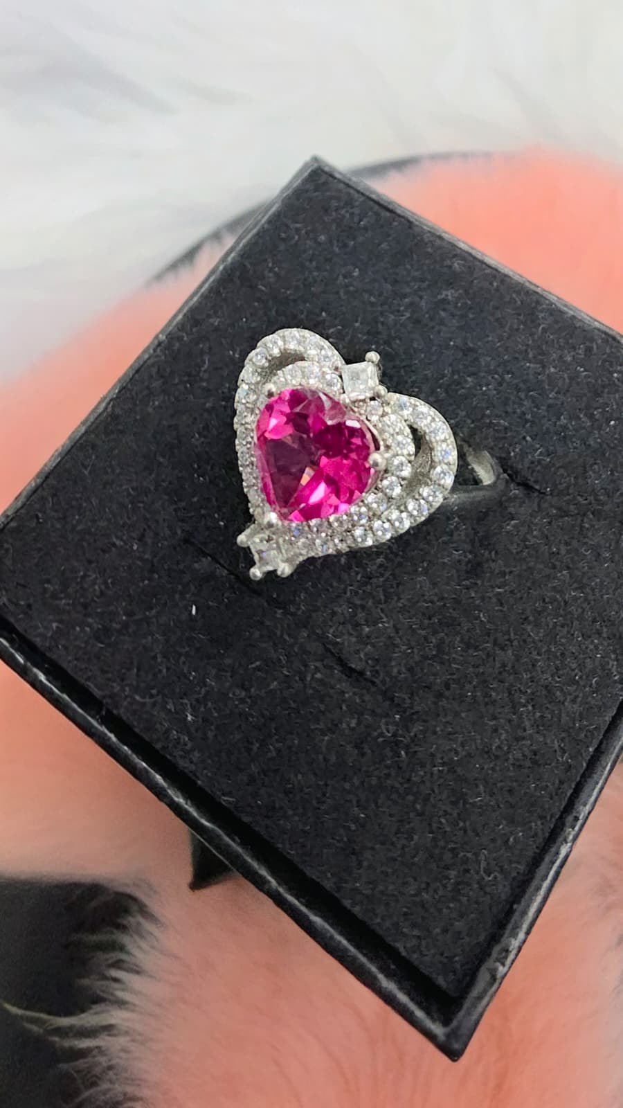 Natural Pink Topaz Heart Halo Ring — Sterling Silver | Kumara Shines