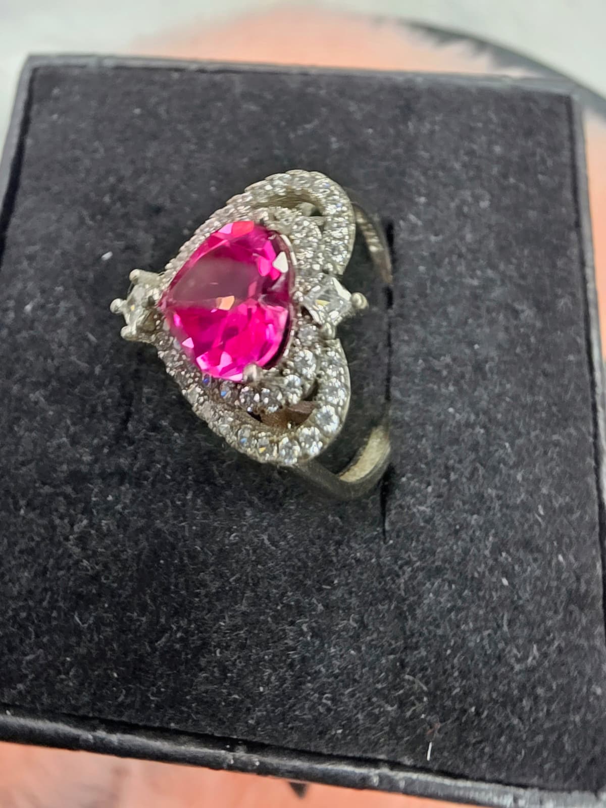 Natural Pink Topaz Heart Halo Ring — Sterling Silver | Kumara Shines