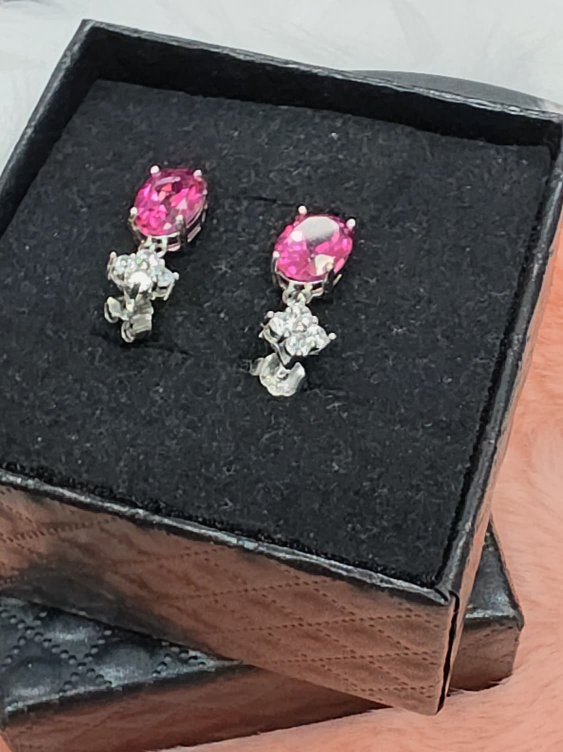 Natural Pink Topaz Oval Drop Earrings — Sterling Silver | Kumara Shines