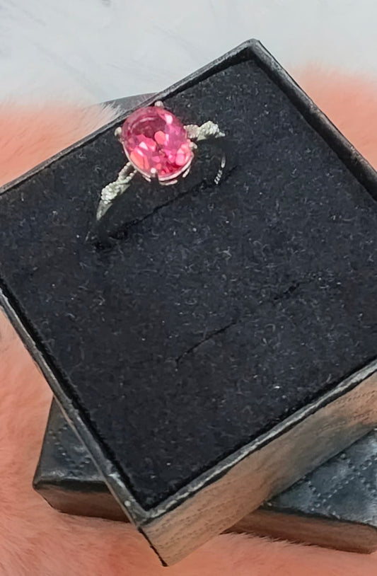 Natural Pink Topaz Solitaire Ring — Sterling Silver | Kumara Shines