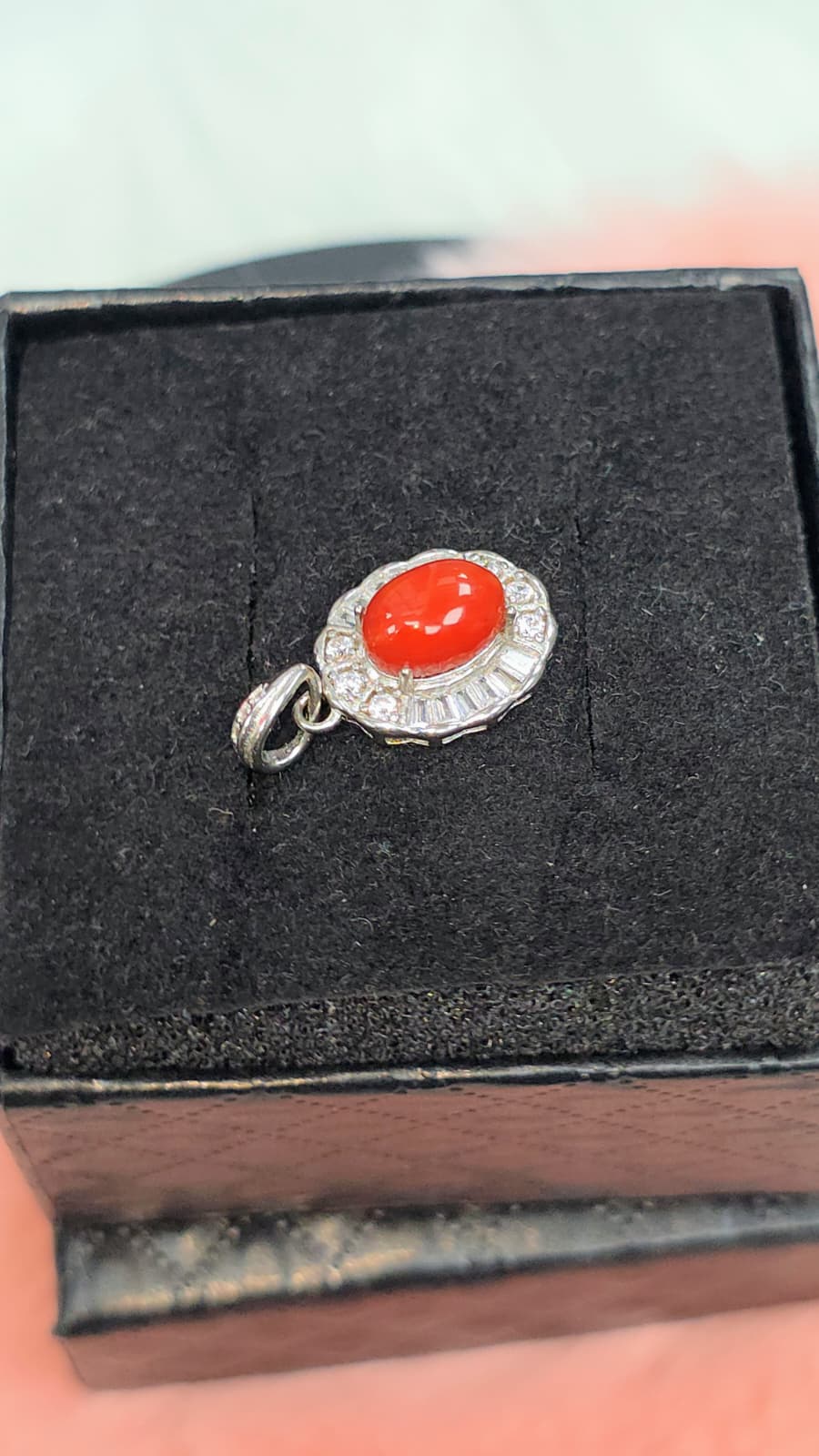Natural Red Coral Halo Pendant — Sterling Silver | Kumara Shines