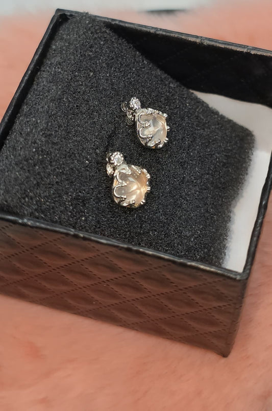 Natural Rose Quartz Stud Earrings — Sterling Silver | Kumara Shines