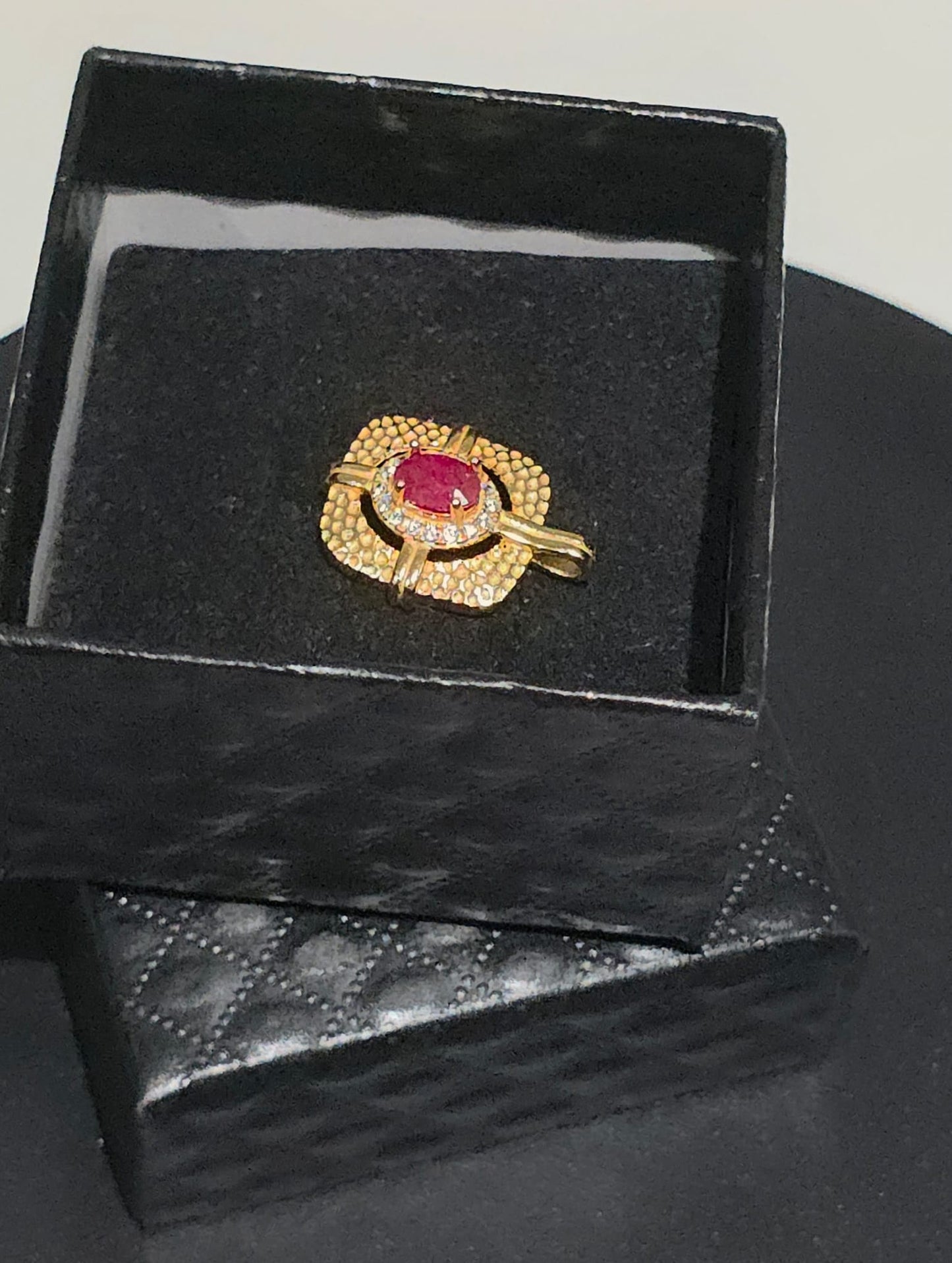 Natural Ruby Halo Pendant — Gold-Coated Sterling Silver | Kumara Shines