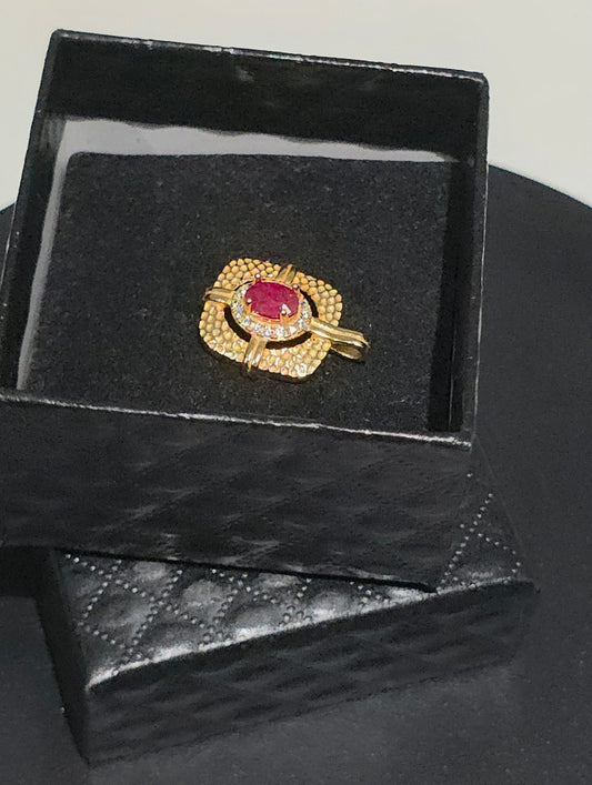 Natural Ruby Halo Pendant — Gold-Coated Sterling Silver | Kumara Shines