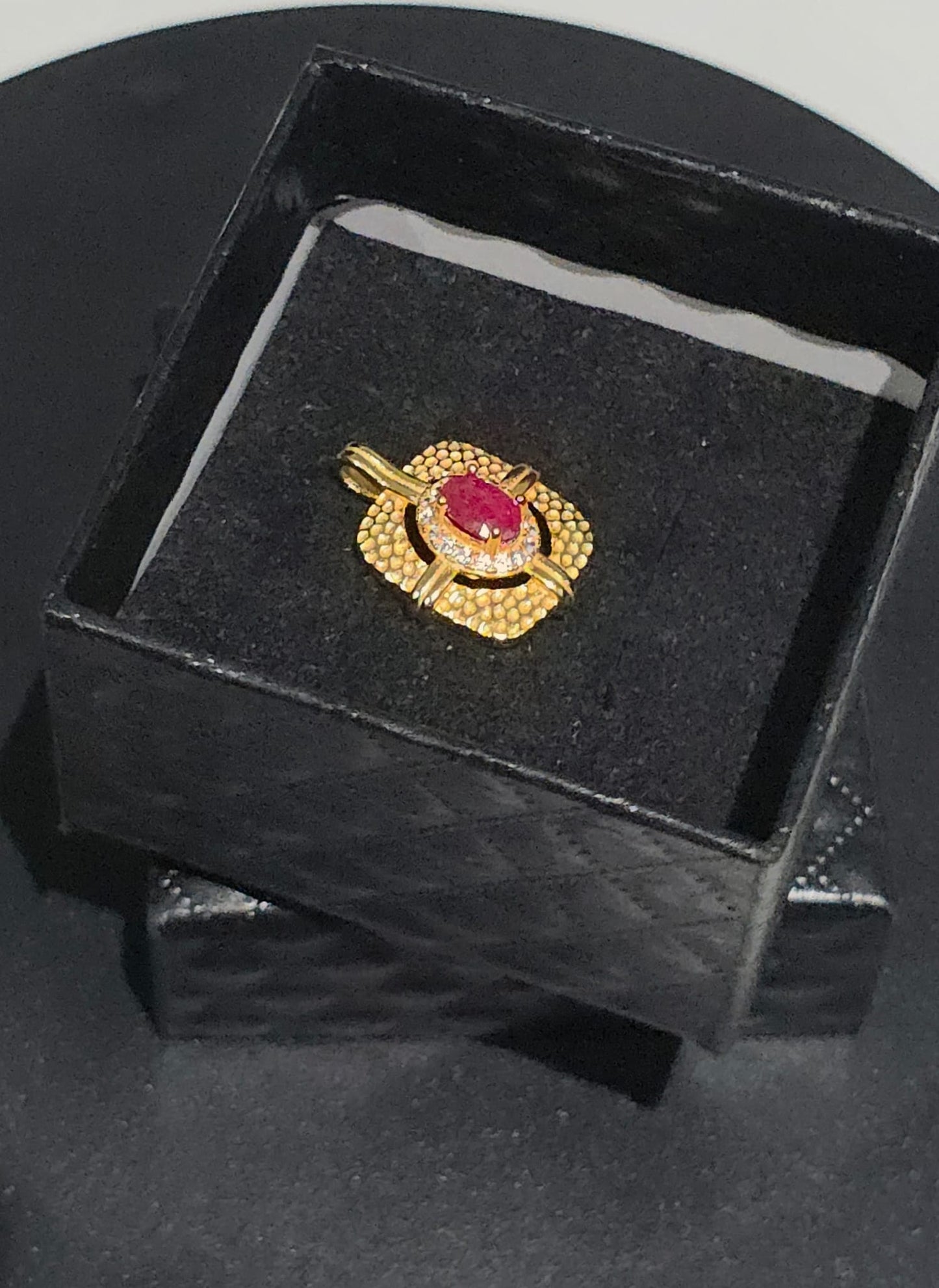 Natural Ruby Halo Pendant — Gold-Coated Sterling Silver | Kumara Shines