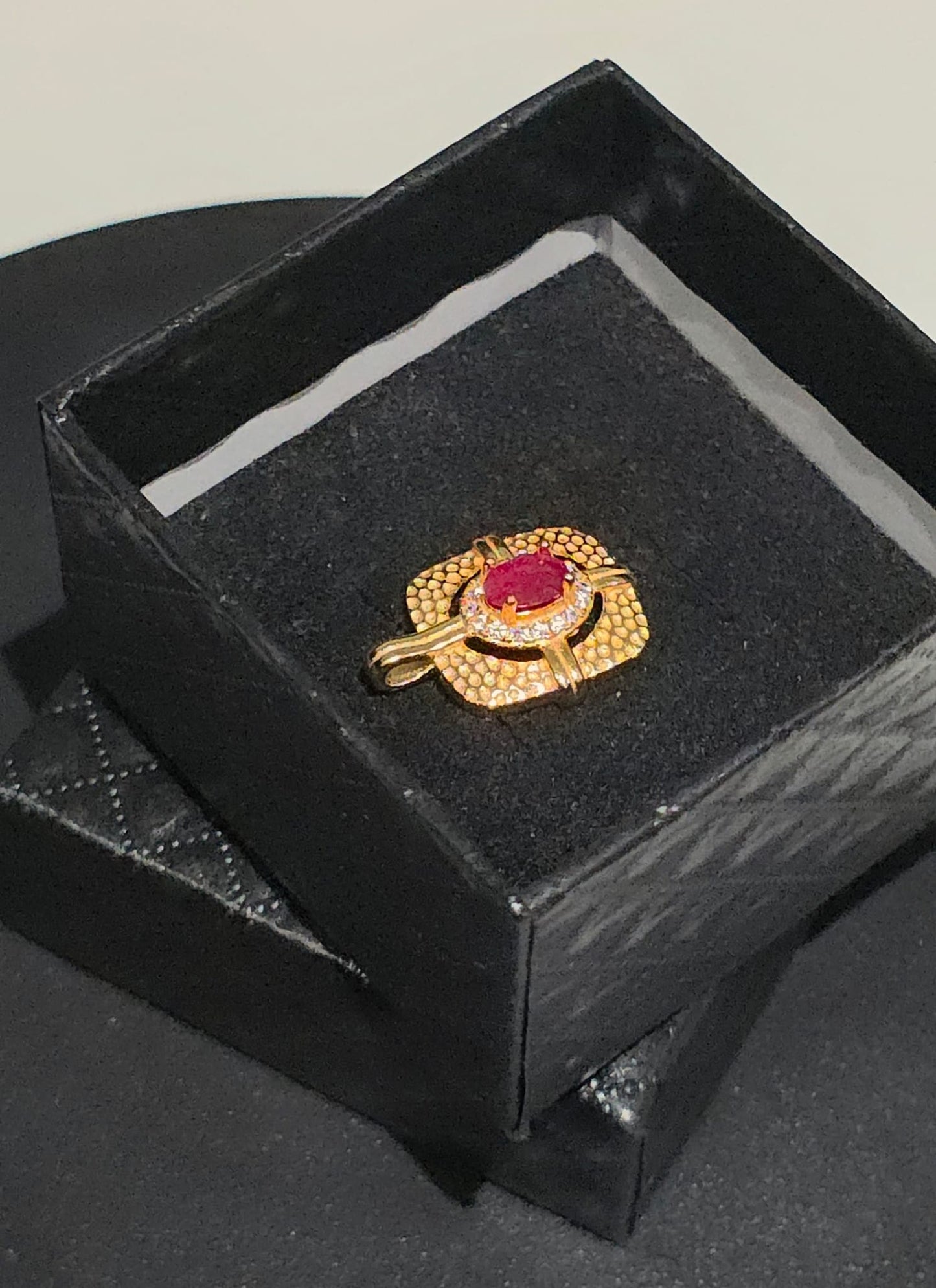 Natural Ruby Halo Pendant — Gold-Coated Sterling Silver | Kumara Shines