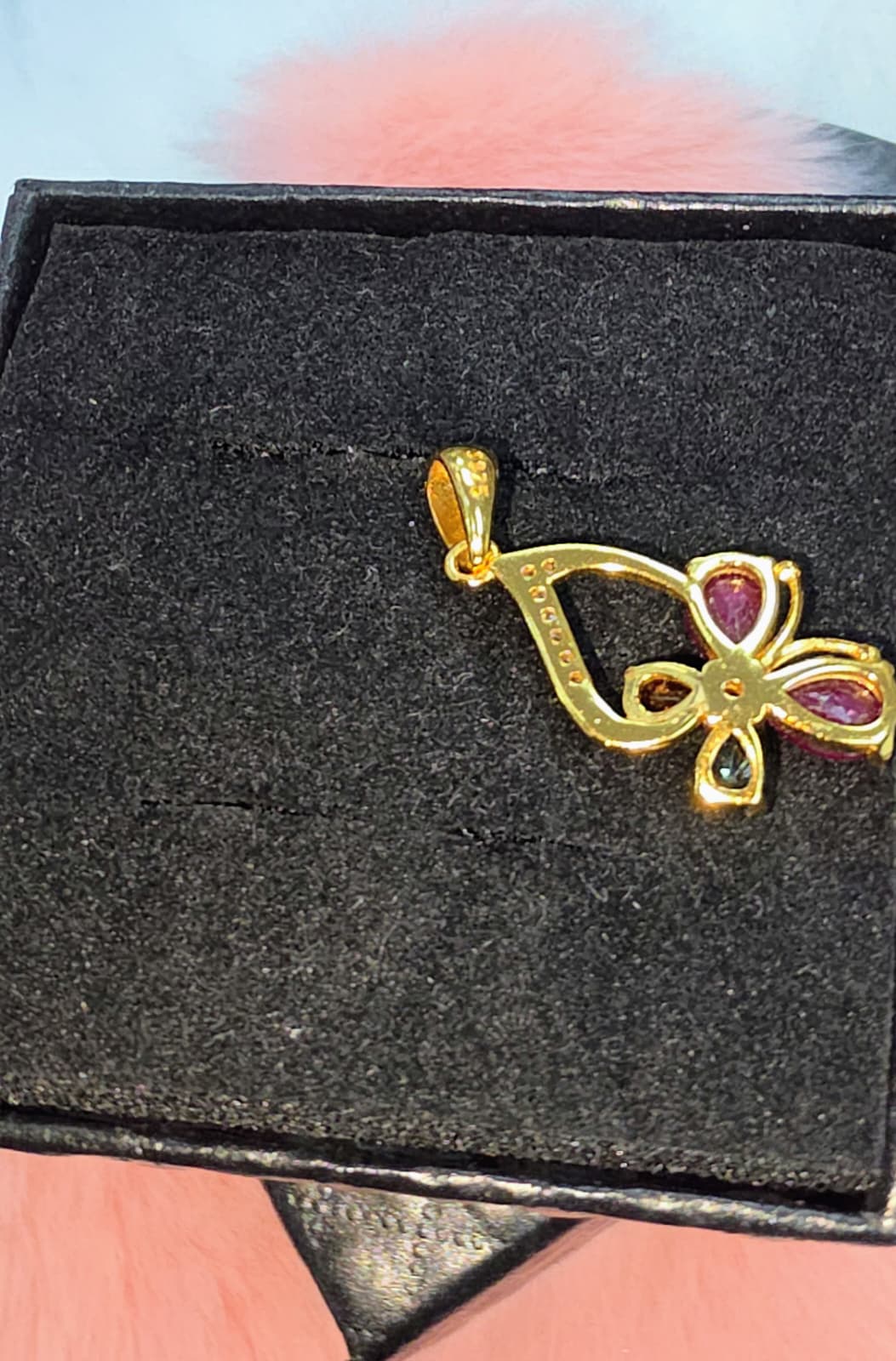 Natural Ruby & Tourmaline Floral Pendant — Gold-Plated Sterling Silver | Kumara Shines