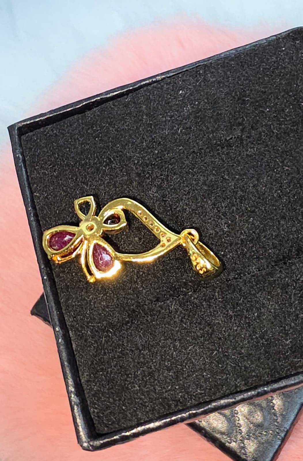 Natural Ruby & Tourmaline Floral Pendant — Gold-Plated Sterling Silver | Kumara Shines