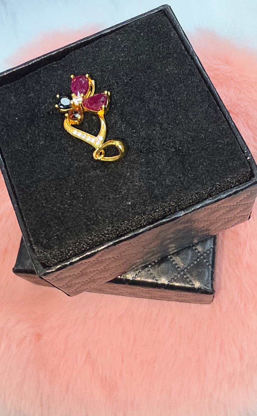 Natural Ruby & Tourmaline Floral Pendant — Gold-Plated Sterling Silver | Kumara Shines