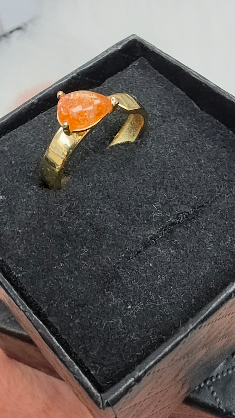 Natural Sunstone Sculptural Open Bypass Ring — Gold-Plated Sterling Silver | Kumara Shines