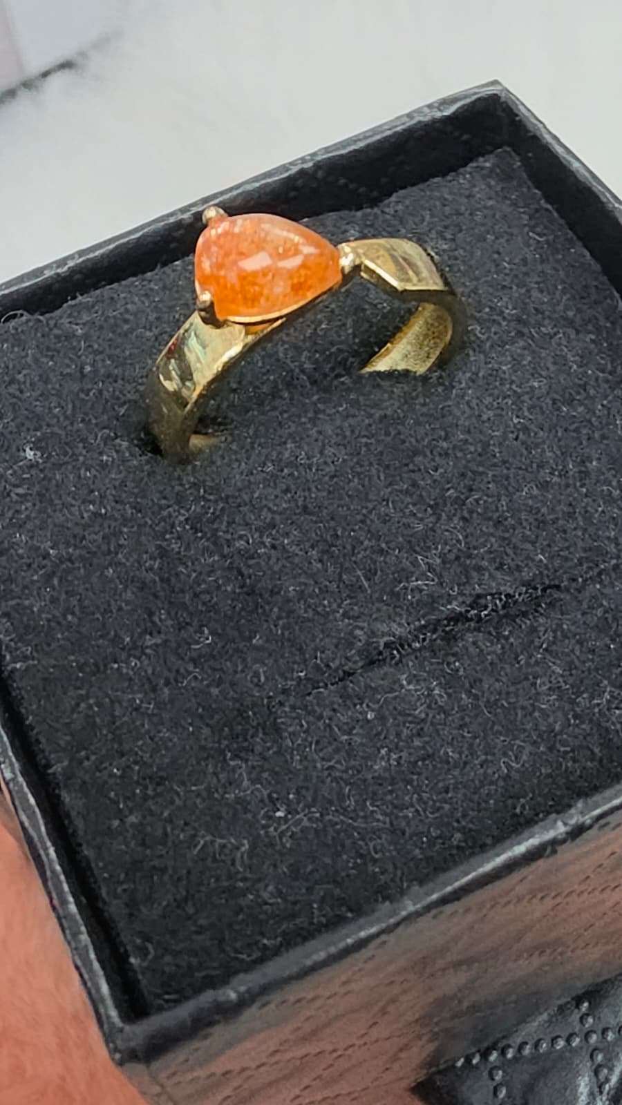 Natural Sunstone Sculptural Open Bypass Ring — Gold-Plated Sterling Silver | Kumara Shines