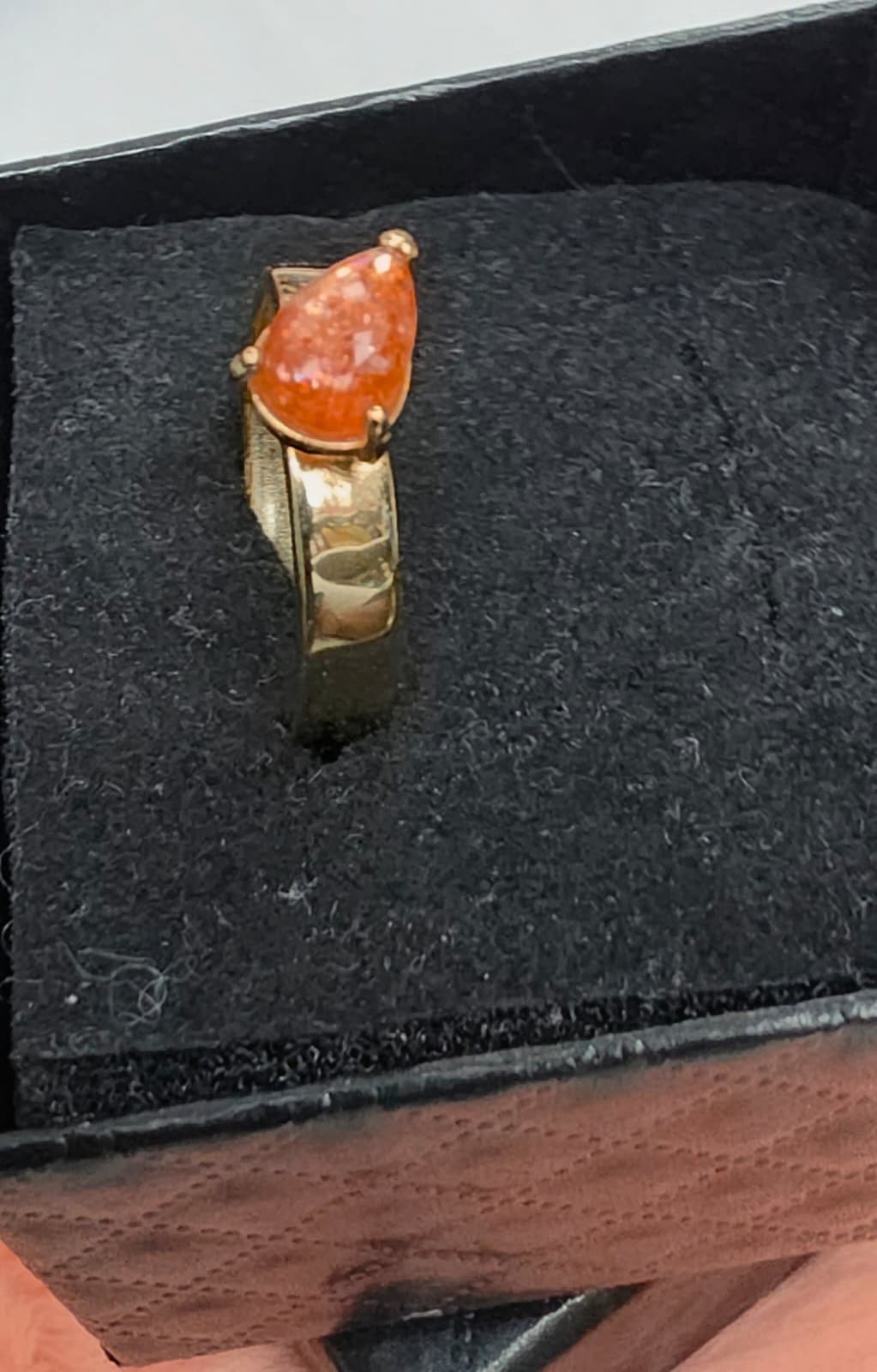 Natural Sunstone Sculptural Open Bypass Ring — Gold-Plated Sterling Silver | Kumara Shines