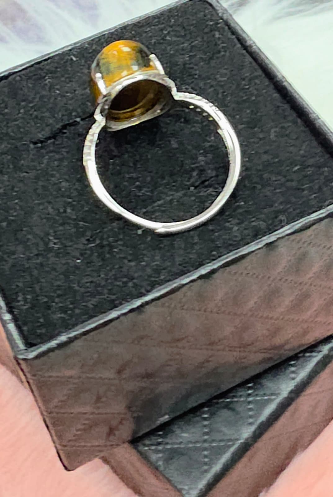 Natural Tiger’s Eye Oval Cabochon Statement Ring — Sterling Silver | Kumara Shines