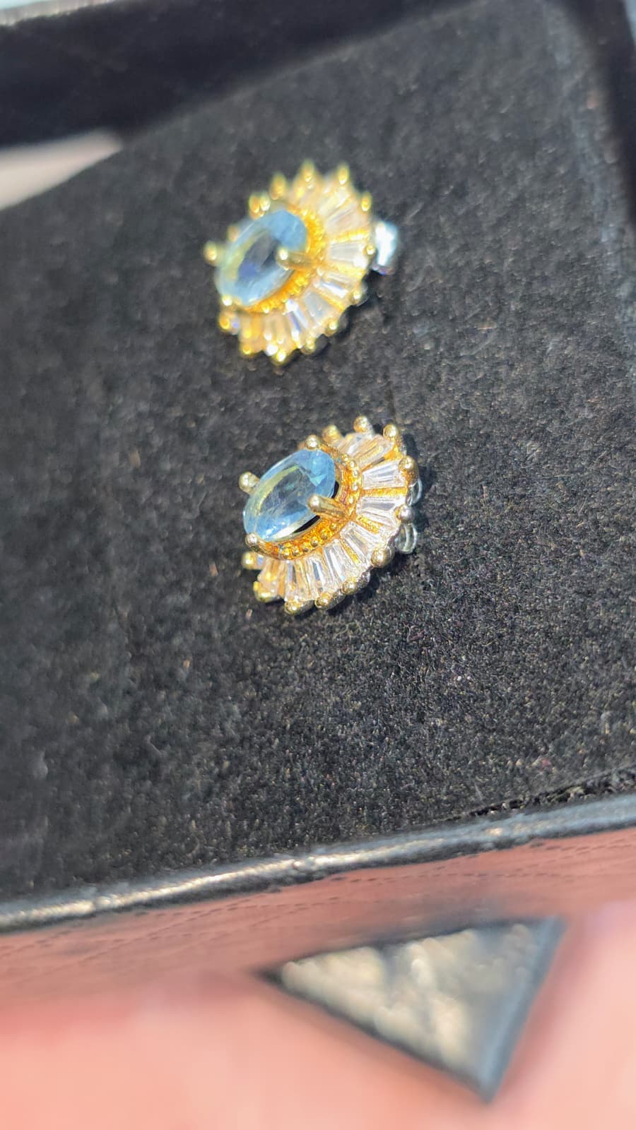 Natural Aquamarine Halo Stud Earrings – Gold-Plated Sterling Silver | Kumara Shines