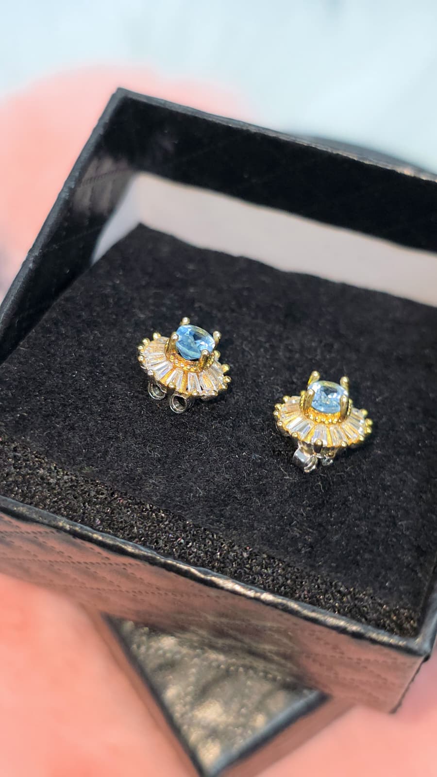 Natural Aquamarine Halo Stud Earrings – Gold-Plated Sterling Silver | Kumara Shines