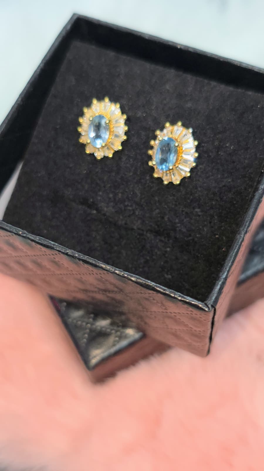 Natural Aquamarine Halo Stud Earrings – Gold-Plated Sterling Silver | Kumara Shines