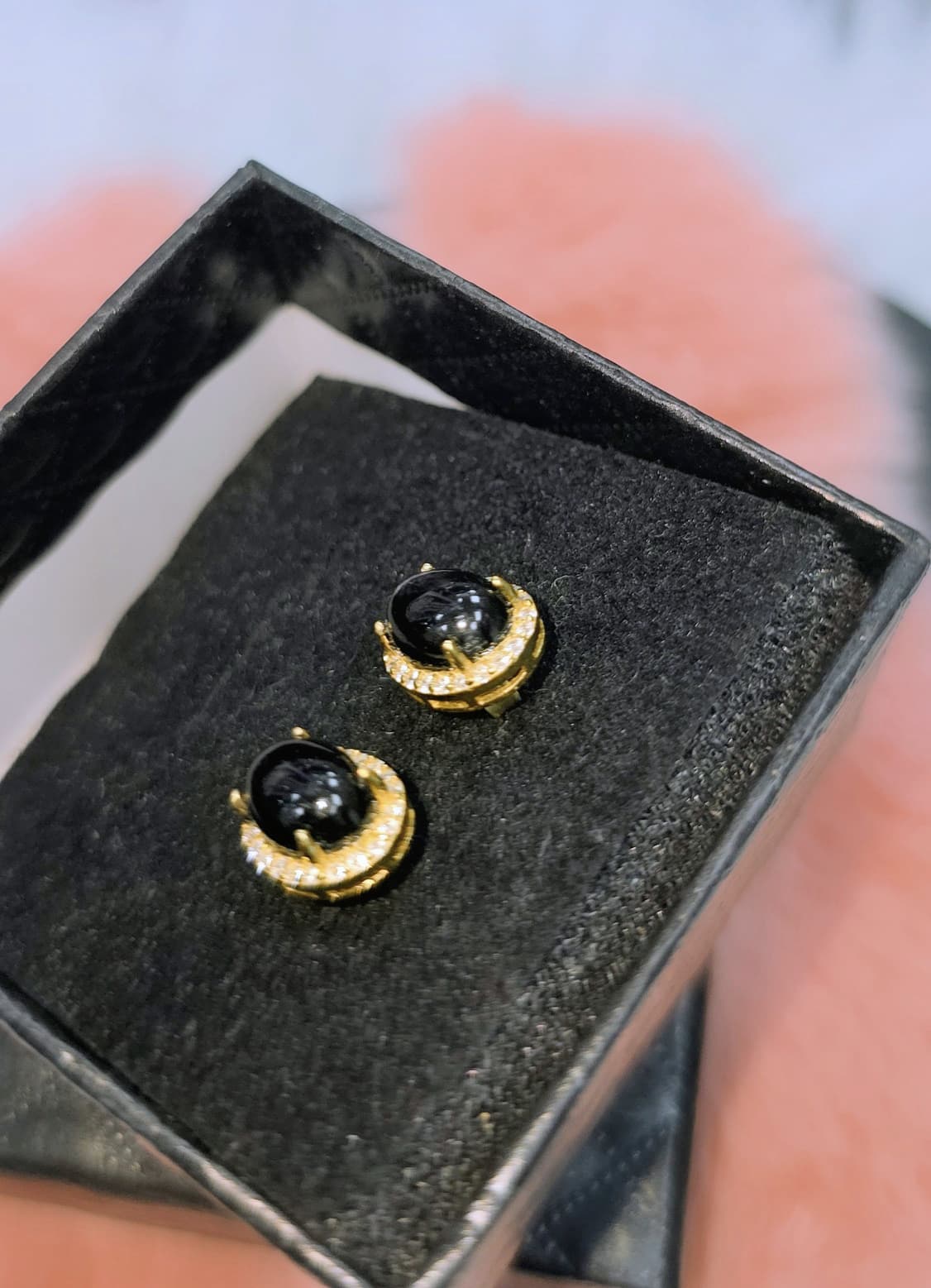 Natural Hypersthene Oval Stud Earrings – Gold-Plated Sterling Silver | Kumara Shines