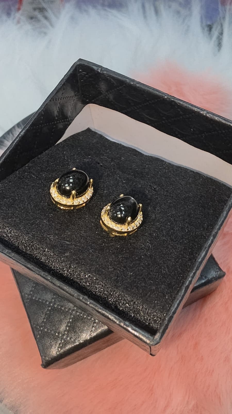 Natural Hypersthene Oval Stud Earrings – Gold-Plated Sterling Silver | Kumara Shines
