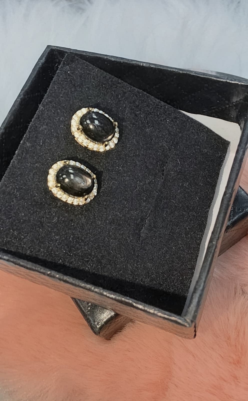 Natural Hypersthene Oval Stud Earrings – Gold-Plated Sterling Silver | Kumara Shines