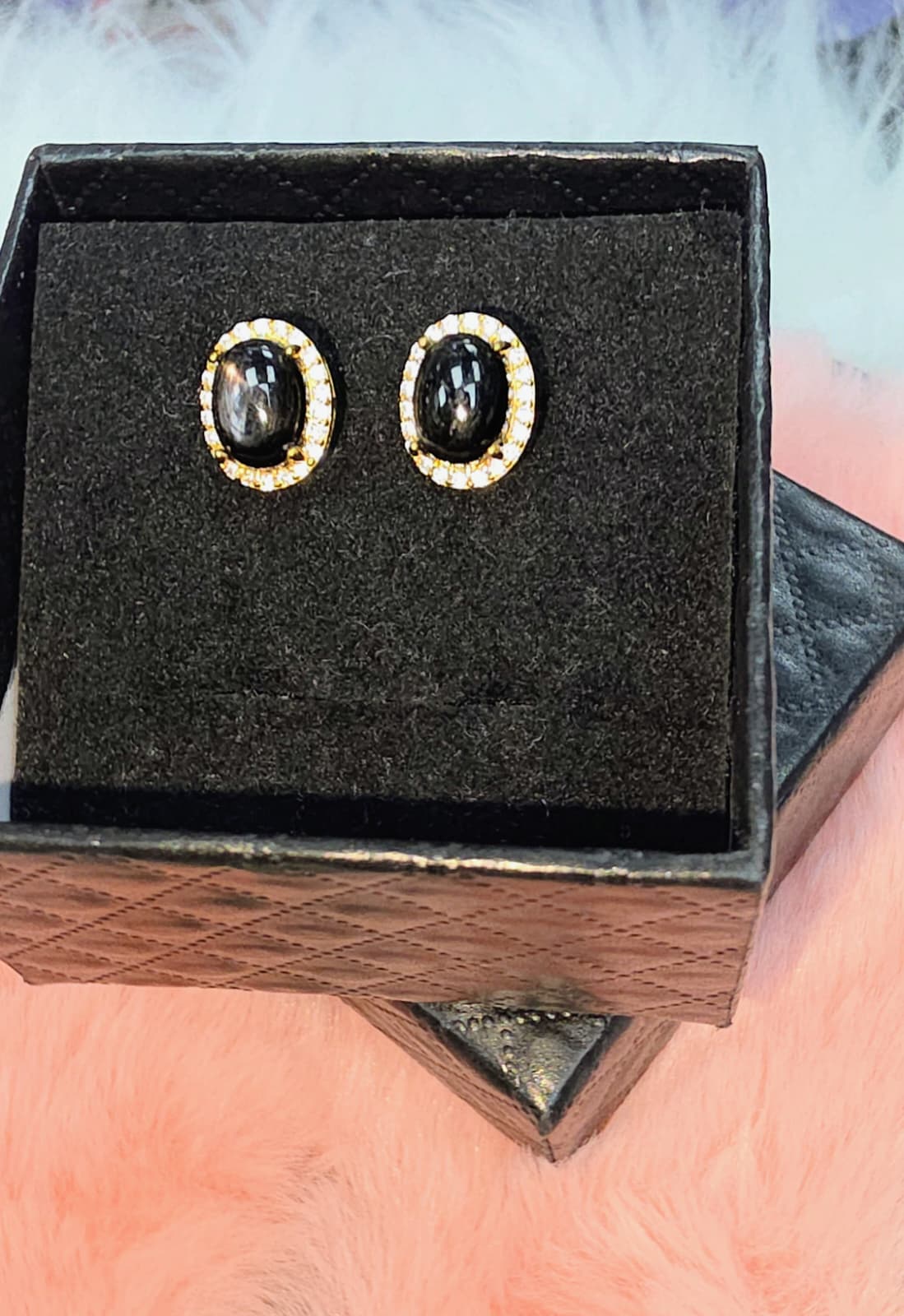 Natural Hypersthene Oval Stud Earrings – Gold-Plated Sterling Silver | Kumara Shines