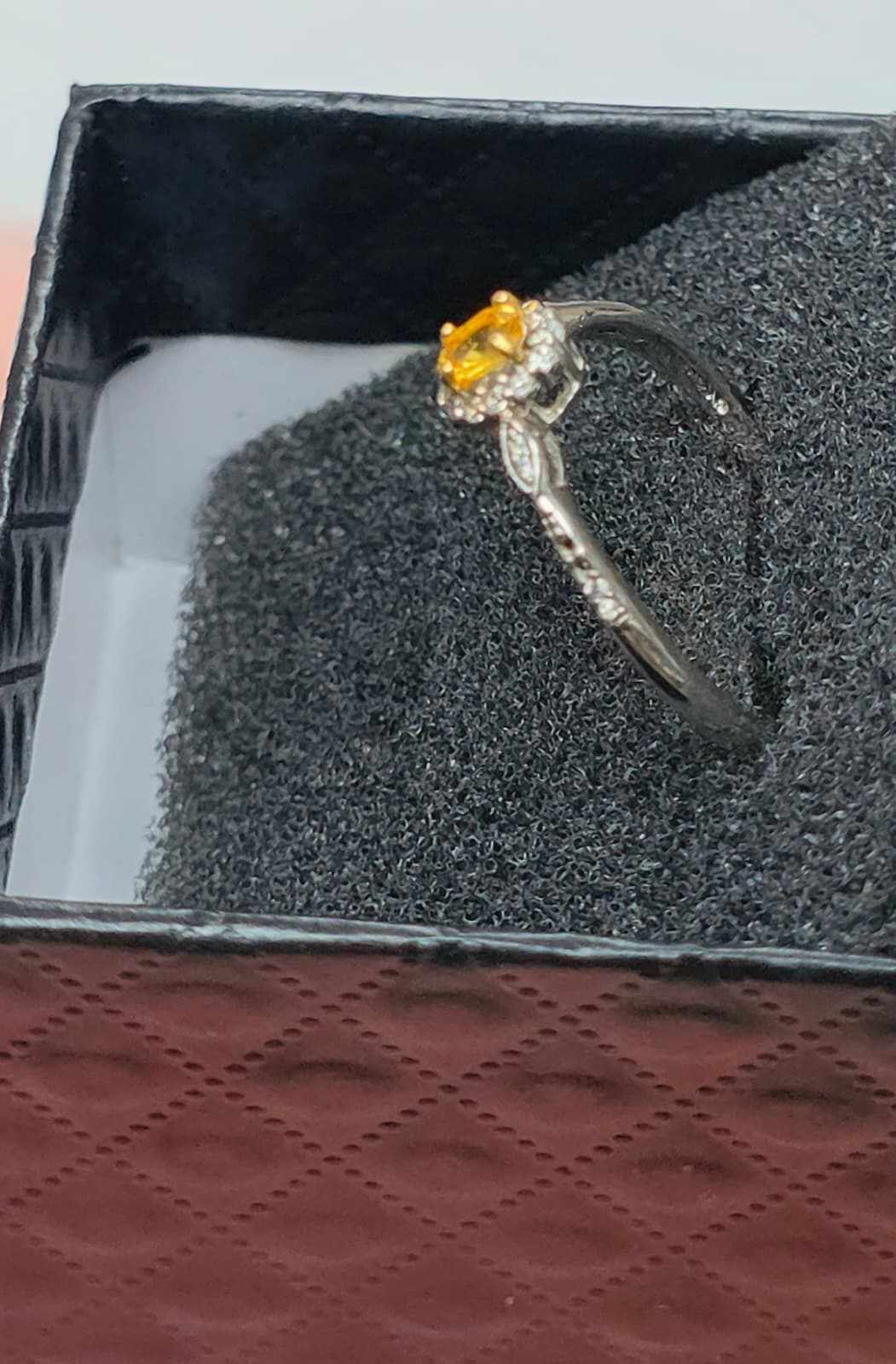 Natural Yellow Sapphire Oval Halo Adjustable Ring — Sterling Silver | Kumara Shines